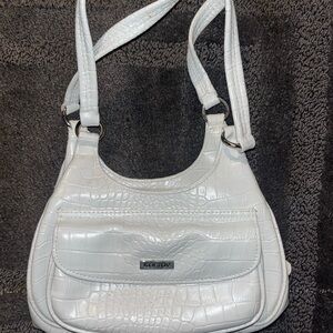 Koltov White Croc-Embossed Shoulder Bag